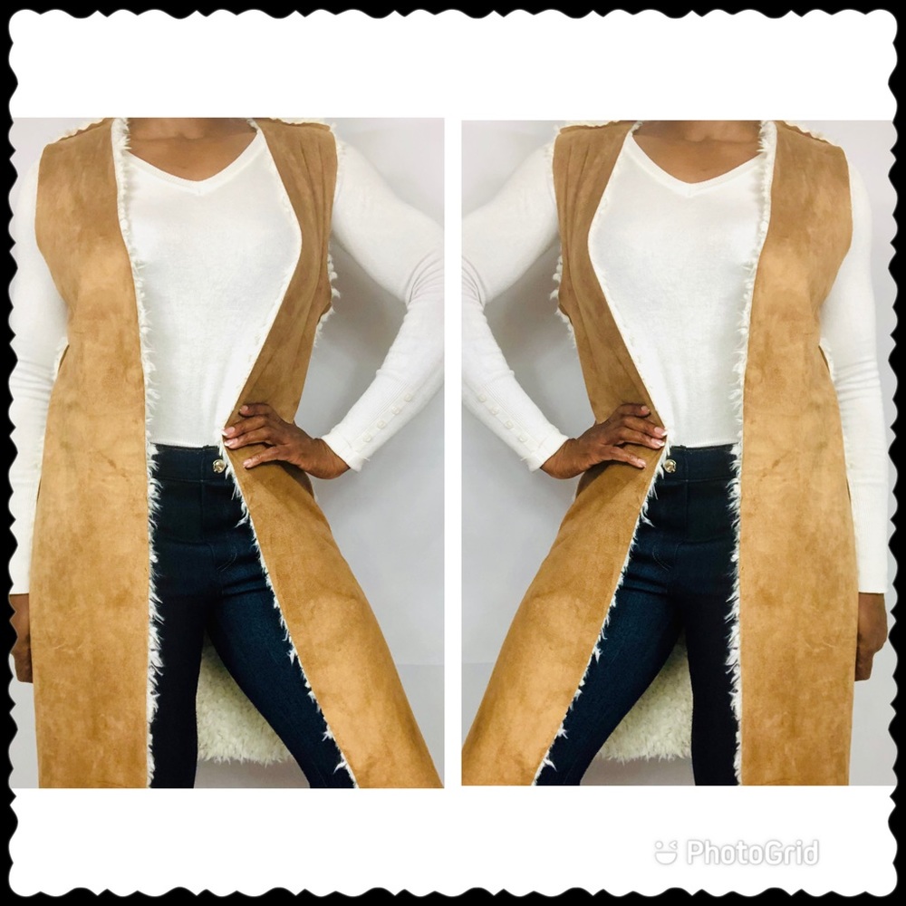 NWT-IT GIRL-Stylish Faux Suede/Fur Reversible Vest